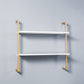 Industrial Wall Mounted Bookshelf Iron Frame Solid Wood Shelf Bookshelf 23.6"L x 9.8"W x 29.9"H White-Gold Clearhalo 'Bookcases' 'furn' 'furn_bookcases' 'Furniture' 'furniture_bookcases' 'kitchen' 'kitchen_bookcases' 'Living Room Furniture' 'Office Furniture' 4823229