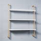 Industrial Wall Mounted Bookshelf Iron Frame Solid Wood Shelf Bookshelf 39.4"L x 9.8"W x 42.5"H White-Gold Clearhalo 'Bookcases' 'furn' 'furn_bookcases' 'Furniture' 'furniture_bookcases' 'kitchen' 'kitchen_bookcases' 'Living Room Furniture' 'Office Furniture' 4823234