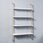 Industrial Wall Mounted Bookshelf Iron Frame Solid Wood Shelf Bookshelf 23.6"L x 9.8"W x 55.1"H White-Gold Clearhalo 'Bookcases' 'furn' 'furn_bookcases' 'Furniture' 'furniture_bookcases' 'kitchen' 'kitchen_bookcases' 'Living Room Furniture' 'Office Furniture' 4823235
