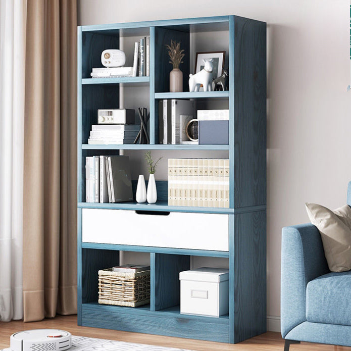 Scandinavian Style Bookshelf Engineered Wood Bookcase for Home Office Study Room Blue 19.7"L x 7.9"W x 48.8"H Clearhalo 'Bookcases' 'Furniture' 'furniture_bookcases' 'kitchen' 'kitchen_bookcases' 'Living Room Furniture' 'Office Furniture' 4823297
