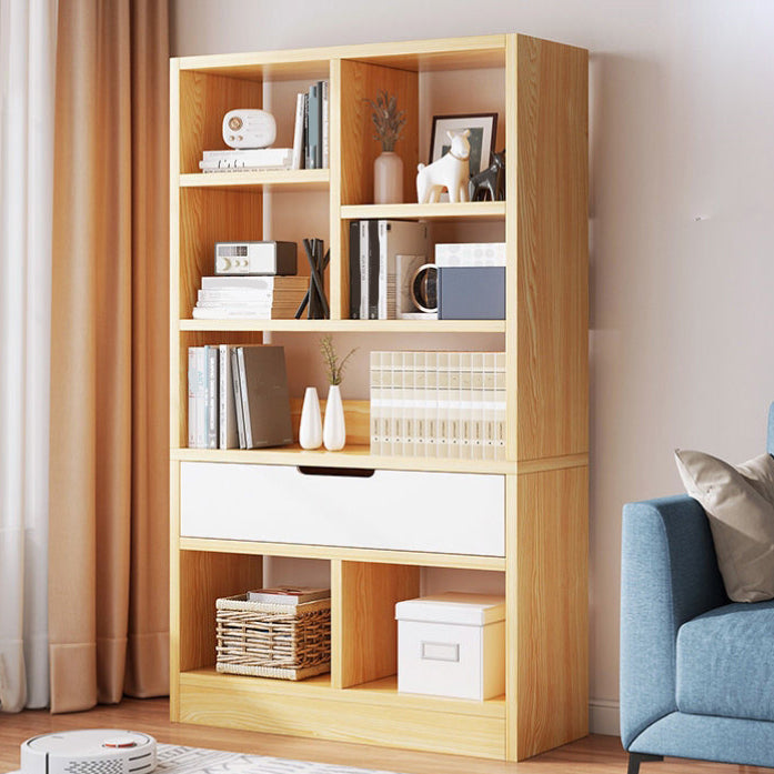 Scandinavian Style Bookshelf Engineered Wood Bookcase for Home Office Study Room Natural 19.7"L x 7.9"W x 48.8"H Clearhalo 'Bookcases' 'Furniture' 'furniture_bookcases' 'kitchen' 'kitchen_bookcases' 'Living Room Furniture' 'Office Furniture' 4823302
