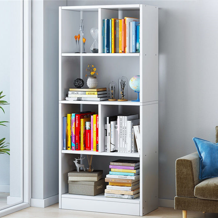 Scandinavian Style Bookshelf Engineered Wood Bookcase for Home Office Study Room Ivory 20.1"L x 6.7"W x 47.2"H Clearhalo 'Bookcases' 'Furniture' 'furniture_bookcases' 'kitchen' 'kitchen_bookcases' 'Living Room Furniture' 'Office Furniture' 4823306