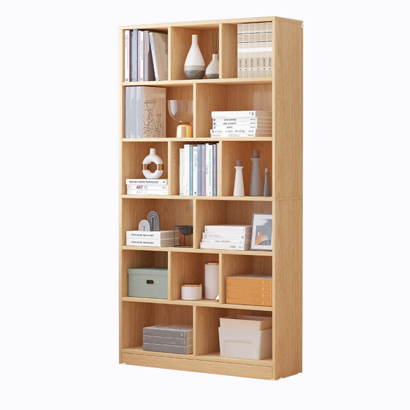 Scandinavian Style Bookshelf Engineered Wood Bookcase for Home Office Study Room Natural 31.5"L x 9.4"W x 70.1"H Clearhalo 'Bookcases' 'Furniture' 'furniture_bookcases' 'kitchen' 'kitchen_bookcases' 'Living Room Furniture' 'Office Furniture' 4823316