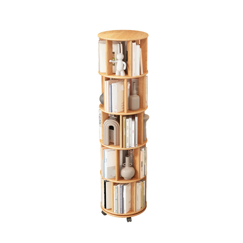Scandinavian Style Bookshelf Open Back Bookcase for Home and Office Study Room 15.7"L x 15.7"W x 61.8"H Natural Clearhalo 'Bookcases' 'furn' 'furn_bookcases' 'Furniture' 'furniture_bookcases' 'kitchen' 'kitchen_bookcases' 'Living Room Furniture' 'Office Furniture' 4823341