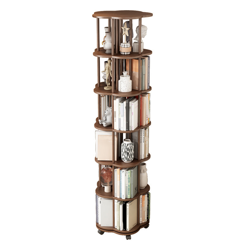 Scandinavian Style Bookshelf Open Back Bookcase for Home and Office Study Room 18.9"L x 18.9"W x 73.3"H Brown Clearhalo 'Bookcases' 'furn' 'furn_bookcases' 'Furniture' 'furniture_bookcases' 'kitchen' 'kitchen_bookcases' 'Living Room Furniture' 'Office Furniture' 4823365