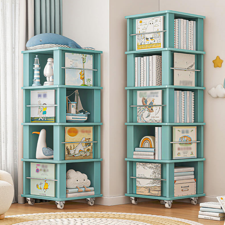 Scandinavian Manufactured Wood Corner Bookshelf Vertical Bookshelf with Caster Wheels Clearhalo 'Bookcases' 'furn' 'furn_bookcases' 'Furniture' 'furniture_bookcases' 'kitchen' 'kitchen_bookcases' 'Living Room Furniture' 'Office Furniture' 4823413