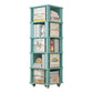 Scandinavian Manufactured Wood Corner Bookshelf Vertical Bookshelf with Caster Wheels 18.9"L x 18.9"W x 64.2"H Green Clearhalo 'Bookcases' 'furn' 'furn_bookcases' 'Furniture' 'furniture_bookcases' 'kitchen' 'kitchen_bookcases' 'Living Room Furniture' 'Office Furniture' 4823414