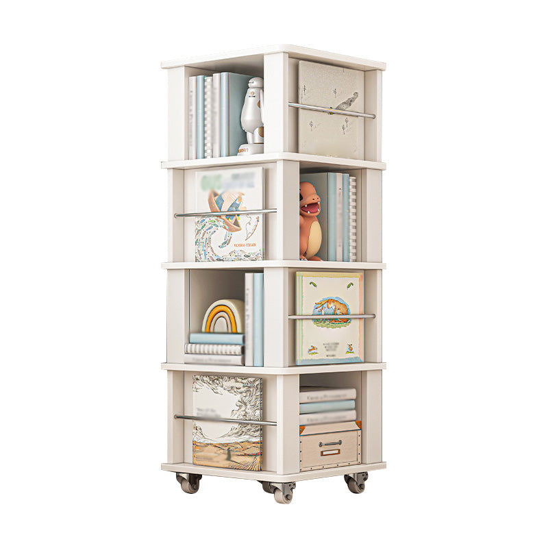 Scandinavian Manufactured Wood Corner Bookshelf Vertical Bookshelf with Caster Wheels 18.9"L x 18.9"W x 52"H White Clearhalo 'Bookcases' 'furn' 'furn_bookcases' 'Furniture' 'furniture_bookcases' 'kitchen' 'kitchen_bookcases' 'Living Room Furniture' 'Office Furniture' 4823415