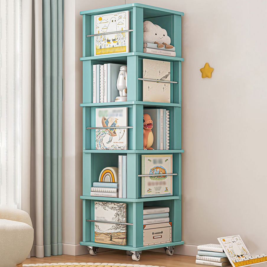 Scandinavian Manufactured Wood Corner Bookshelf Vertical Bookshelf with Caster Wheels Clearhalo 'Bookcases' 'furn' 'furn_bookcases' 'Furniture' 'furniture_bookcases' 'kitchen' 'kitchen_bookcases' 'Living Room Furniture' 'Office Furniture' 4823416