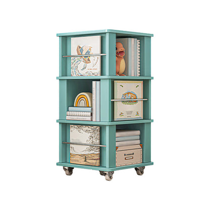 Scandinavian Manufactured Wood Corner Bookshelf Vertical Bookshelf with Caster Wheels 15.7"L x 15.7"W x 39.4"H Green Clearhalo 'Bookcases' 'furn' 'furn_bookcases' 'Furniture' 'furniture_bookcases' 'kitchen' 'kitchen_bookcases' 'Living Room Furniture' 'Office Furniture' 4823419