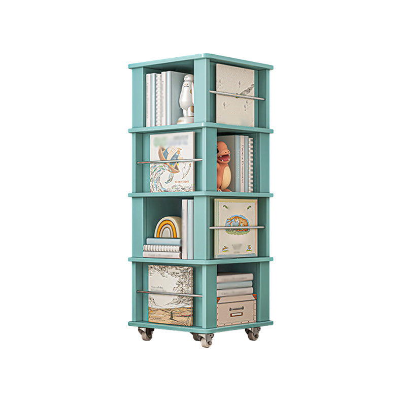 Scandinavian Manufactured Wood Corner Bookshelf Vertical Bookshelf with Caster Wheels 15.7"L x 15.7"W x 52"H Green Clearhalo 'Bookcases' 'furn' 'furn_bookcases' 'Furniture' 'furniture_bookcases' 'kitchen' 'kitchen_bookcases' 'Living Room Furniture' 'Office Furniture' 4823425