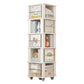 Scandinavian Manufactured Wood Corner Bookshelf Vertical Bookshelf with Caster Wheels 15.7"L x 15.7"W x 64.2"H White Clearhalo 'Bookcases' 'furn' 'furn_bookcases' 'Furniture' 'furniture_bookcases' 'kitchen' 'kitchen_bookcases' 'Living Room Furniture' 'Office Furniture' 4823427
