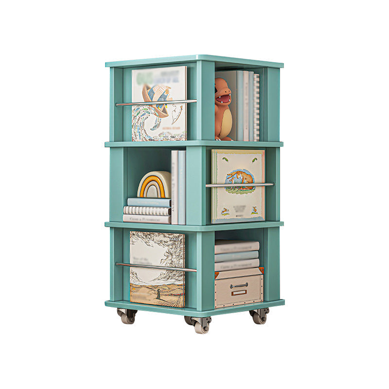 Scandinavian Manufactured Wood Corner Bookshelf Vertical Bookshelf with Caster Wheels 18.9"L x 18.9"W x 39.4"H Green Clearhalo 'Bookcases' 'furn' 'furn_bookcases' 'Furniture' 'furniture_bookcases' 'kitchen' 'kitchen_bookcases' 'Living Room Furniture' 'Office Furniture' 4823430