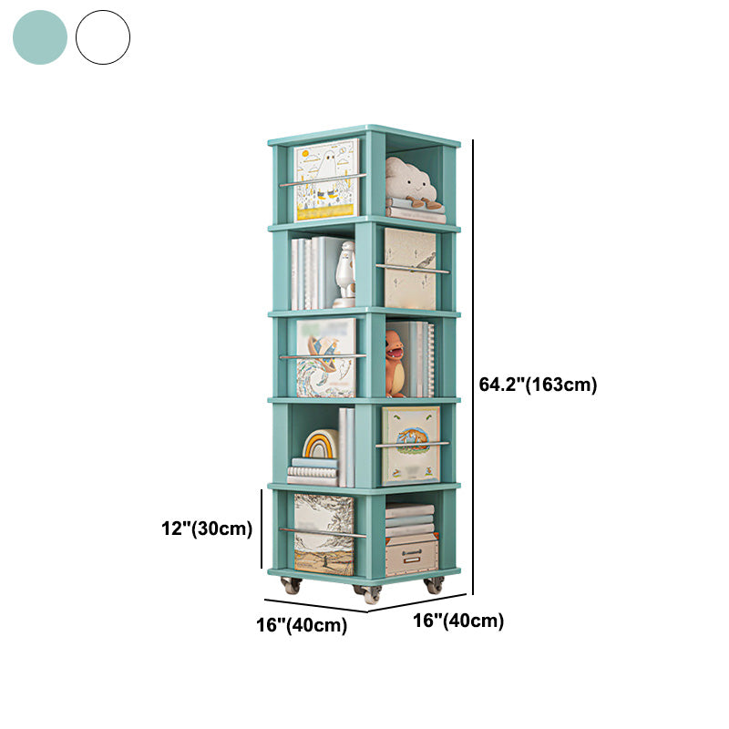 Scandinavian Manufactured Wood Corner Bookshelf Vertical Bookshelf with Caster Wheels Clearhalo 'Bookcases' 'furn' 'furn_bookcases' 'Furniture' 'furniture_bookcases' 'kitchen' 'kitchen_bookcases' 'Living Room Furniture' 'Office Furniture' 4823436