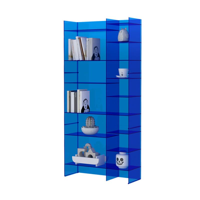 Closed Back Bookcase Scandinavian Style Bookshelf for Home Office 29.5"L x 10.2"W x 62.8"H Blue Clearhalo 'Bookcases' 'furn' 'furn_bookcases' 'Furniture' 'furniture_bookcases' 'kitchen' 'kitchen_bookcases' 'Living Room Furniture' 'Office Furniture' 4823446