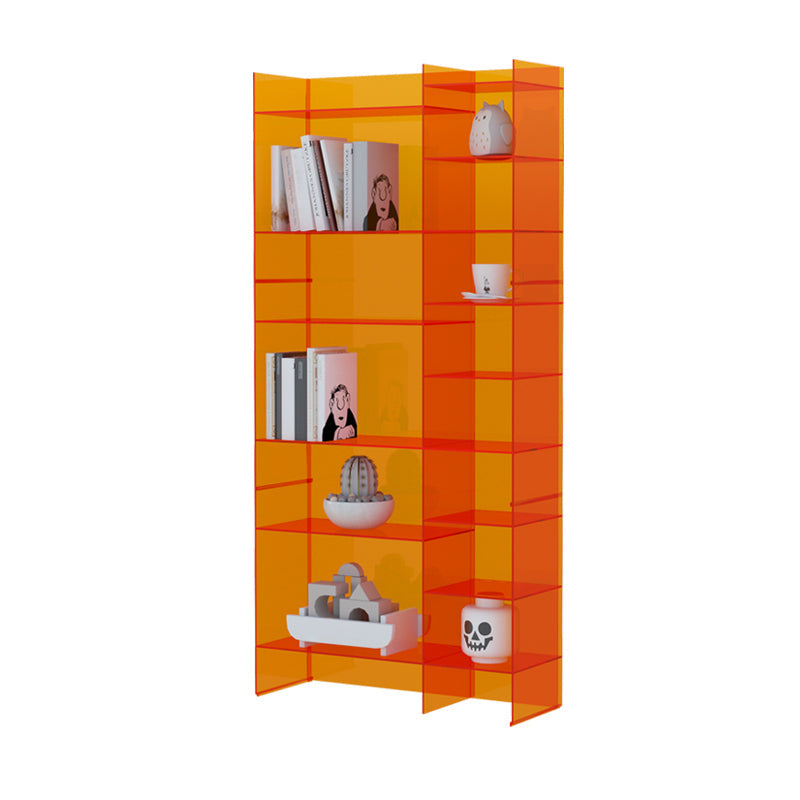 Closed Back Bookcase Scandinavian Style Bookshelf for Home Office 29.5"L x 10.2"W x 62.8"H Orange Clearhalo 'Bookcases' 'furn' 'furn_bookcases' 'Furniture' 'furniture_bookcases' 'kitchen' 'kitchen_bookcases' 'Living Room Furniture' 'Office Furniture' 4823448