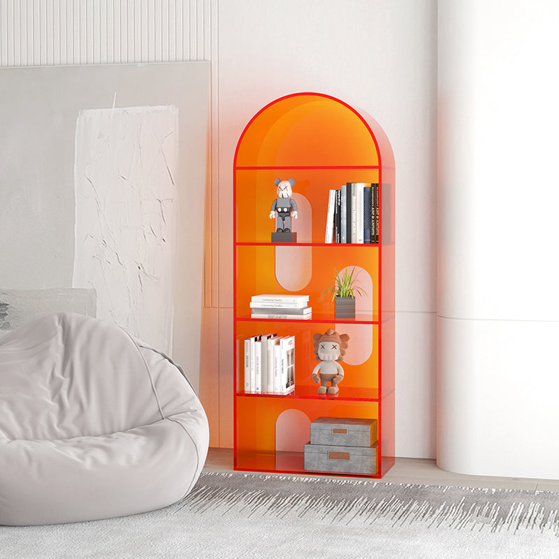 Acrylic Bookshelf Scandinavian Style Orange Open Back Bookcase for Home Office Study Room Clearhalo 'Bookcases' 'furn' 'furn_bookcases' 'Furniture' 'furniture_bookcases' 'kitchen' 'kitchen_bookcases' 'Living Room Furniture' 'Office Furniture' 4823459