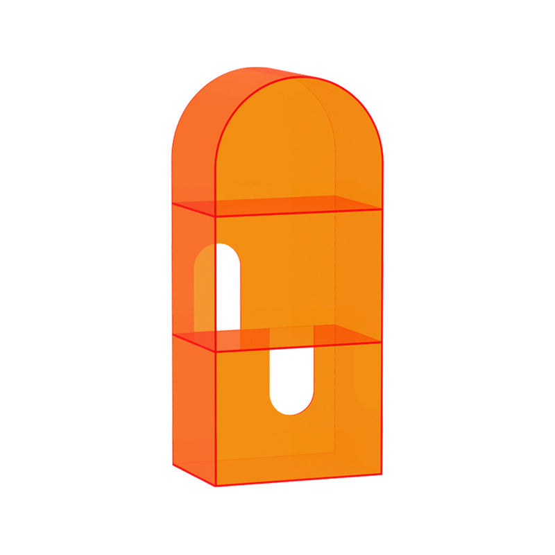 Acrylic Bookshelf Scandinavian Style Orange Open Back Bookcase for Home Office Study Room 15.7"L x 11"W x 35.4"H Clearhalo 'Bookcases' 'furn' 'furn_bookcases' 'Furniture' 'furniture_bookcases' 'kitchen' 'kitchen_bookcases' 'Living Room Furniture' 'Office Furniture' 4823460