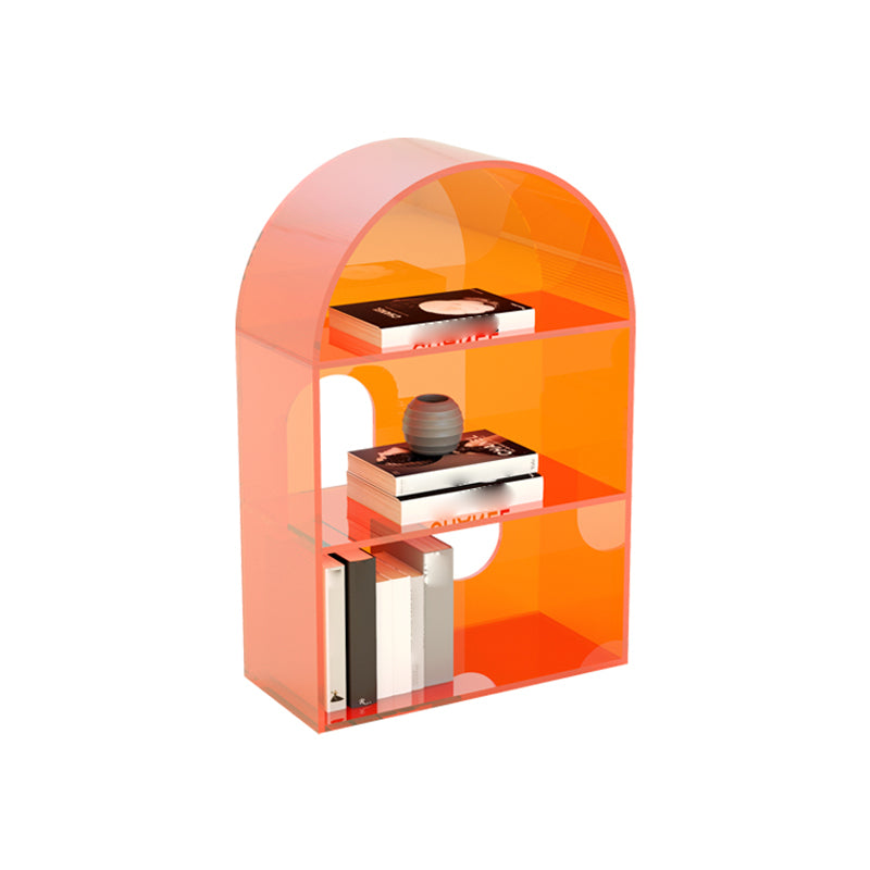 Acrylic Bookshelf Scandinavian Style Orange Open Back Bookcase for Home Office Study Room 23.6"L x 11"W x 35.4"H Clearhalo 'Bookcases' 'furn' 'furn_bookcases' 'Furniture' 'furniture_bookcases' 'kitchen' 'kitchen_bookcases' 'Living Room Furniture' 'Office Furniture' 4823461