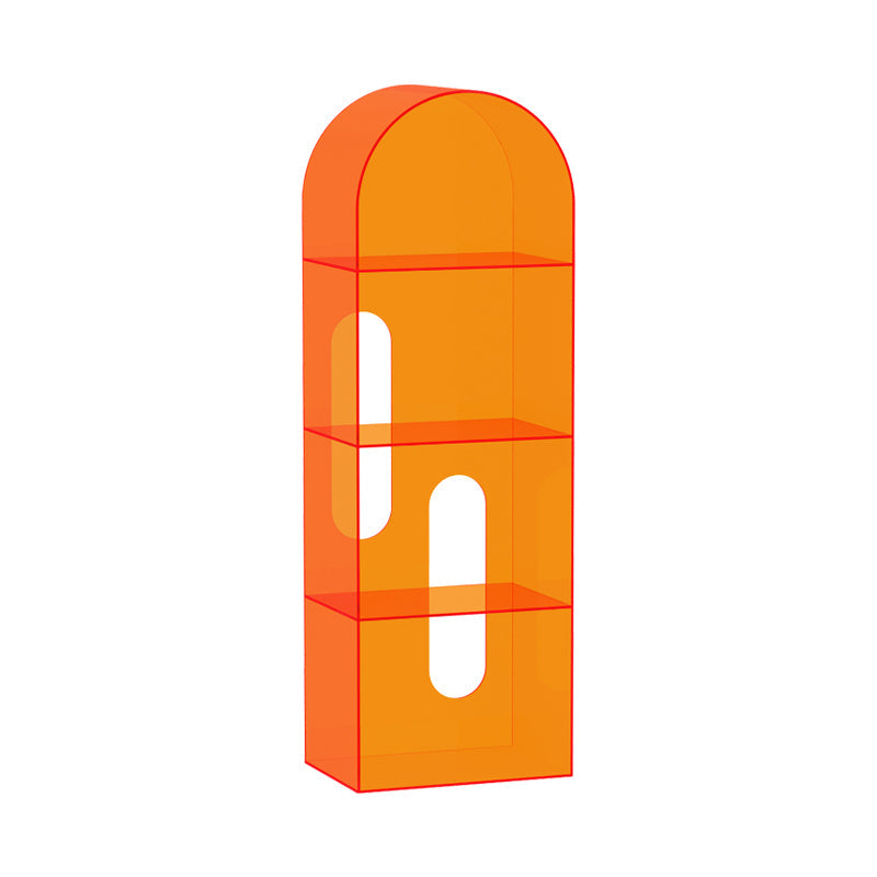 Acrylic Bookshelf Scandinavian Style Orange Open Back Bookcase for Home Office Study Room 15.7"L x 11"W x 47.2"H Clearhalo 'Bookcases' 'furn' 'furn_bookcases' 'Furniture' 'furniture_bookcases' 'kitchen' 'kitchen_bookcases' 'Living Room Furniture' 'Office Furniture' 4823463