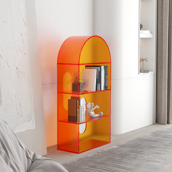Acrylic Bookshelf Scandinavian Style Orange Open Back Bookcase for Home Office Study Room Clearhalo 'Bookcases' 'furn' 'furn_bookcases' 'Furniture' 'furniture_bookcases' 'kitchen' 'kitchen_bookcases' 'Living Room Furniture' 'Office Furniture' 4823466