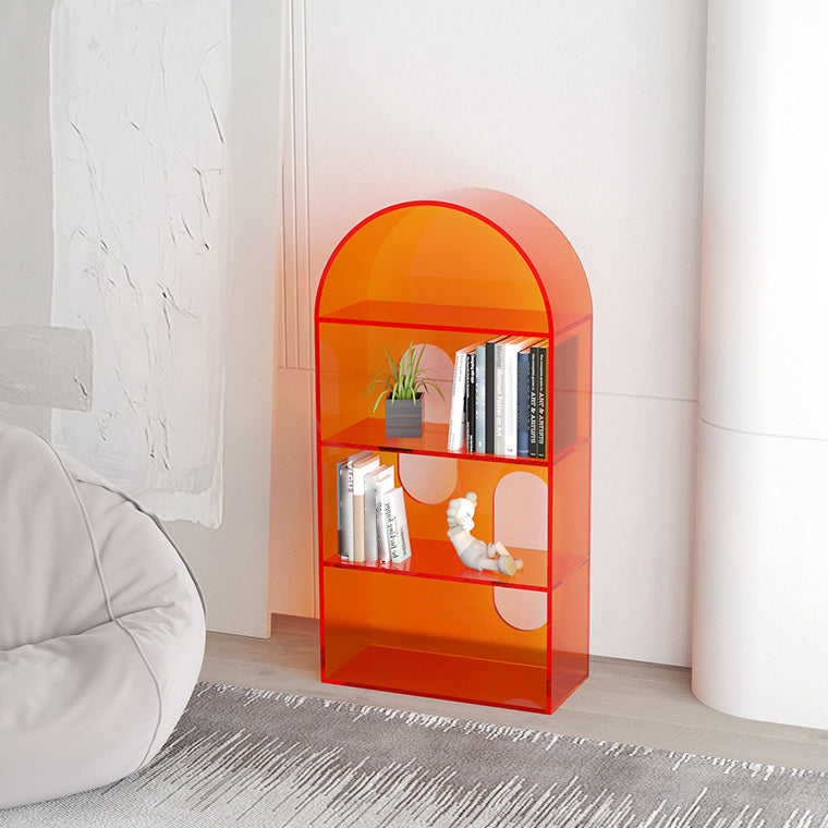 Acrylic Bookshelf Scandinavian Style Orange Open Back Bookcase for Home Office Study Room Clearhalo 'Bookcases' 'furn' 'furn_bookcases' 'Furniture' 'furniture_bookcases' 'kitchen' 'kitchen_bookcases' 'Living Room Furniture' 'Office Furniture' 4823470