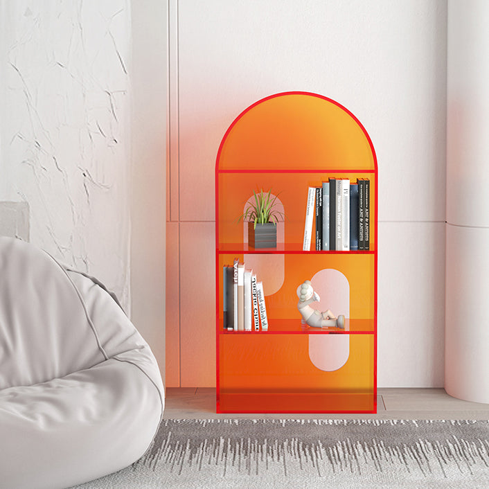 Acrylic Bookshelf Scandinavian Style Orange Open Back Bookcase for Home Office Study Room Clearhalo 'Bookcases' 'furn' 'furn_bookcases' 'Furniture' 'furniture_bookcases' 'kitchen' 'kitchen_bookcases' 'Living Room Furniture' 'Office Furniture' 4823472