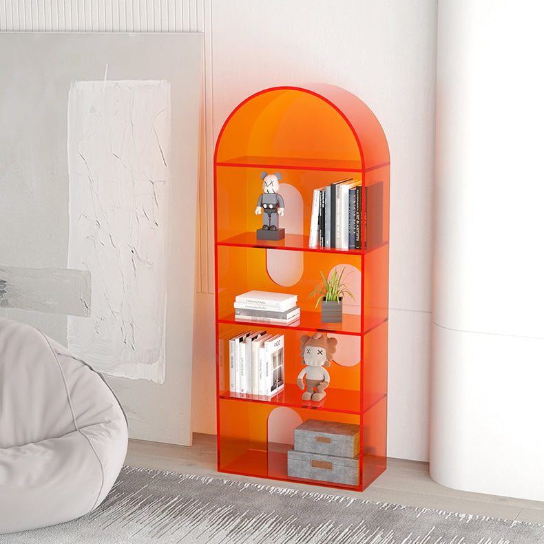 Acrylic Bookshelf Scandinavian Style Orange Open Back Bookcase for Home Office Study Room Clearhalo 'Bookcases' 'furn' 'furn_bookcases' 'Furniture' 'furniture_bookcases' 'kitchen' 'kitchen_bookcases' 'Living Room Furniture' 'Office Furniture' 4823474