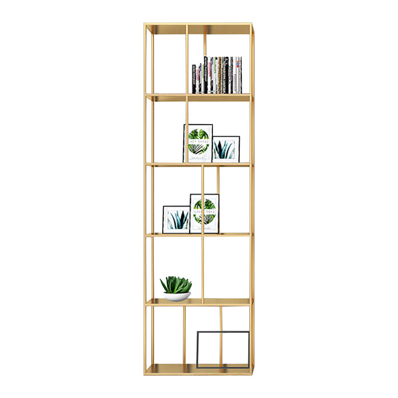 Scandinavian Style Bookshelf Vertical Bookcase for Home Office and Study Room 23.6"L x 11.8"W x 76.8"H Gold Clearhalo 'Bookcases' 'furn' 'furn_bookcases' 'Furniture' 'furniture_bookcases' 'kitchen' 'kitchen_bookcases' 'Living Room Furniture' 'Office Furniture' 4823499