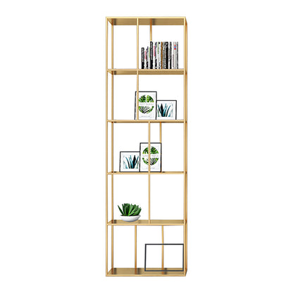 Scandinavian Style Bookshelf Vertical Bookcase for Home Office and Study Room 23.6"L x 11.8"W x 76.8"H Gold Clearhalo 'Bookcases' 'furn' 'furn_bookcases' 'Furniture' 'furniture_bookcases' 'kitchen' 'kitchen_bookcases' 'Living Room Furniture' 'Office Furniture' 4823499