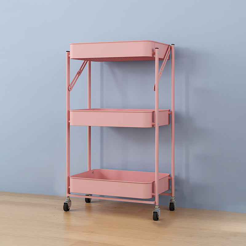 Modern Style 3-shelf Bookshelf 17.83"L Vertical Shelf Bookcase with Caster Wheels Pink Clearhalo 'Bookcases' 'furn' 'furn_bookcases' 'Furniture' 'furniture_bookcases' 'kitchen' 'kitchen_bookcases' 'Living Room Furniture' 'Office Furniture' 4823530