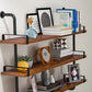 Industrial Wall Unit Bookshelf Black Iron Frame Brown Solid Wood Shelf Bookshelf Clearhalo 'Bookcases' 'furn' 'furn_bookcases' 'Furniture' 'furniture_bookcases' 'kitchen' 'kitchen_bookcases' 'Living Room Furniture' 'Office Furniture' 4826372
