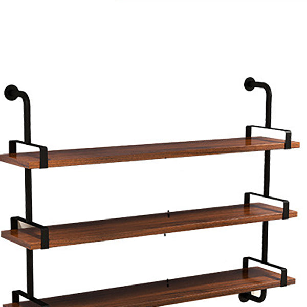 Industrial Wall Unit Bookshelf Black Iron Frame Brown Solid Wood Shelf Bookshelf Clearhalo 'Bookcases' 'furn' 'furn_bookcases' 'Furniture' 'furniture_bookcases' 'kitchen' 'kitchen_bookcases' 'Living Room Furniture' 'Office Furniture' 4826373