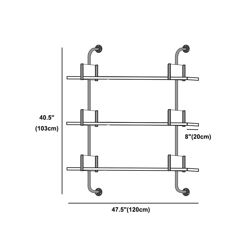 Industrial Wall Unit Bookshelf Black Iron Frame Brown Solid Wood Shelf Bookshelf Clearhalo 'Bookcases' 'furn' 'furn_bookcases' 'Furniture' 'furniture_bookcases' 'kitchen' 'kitchen_bookcases' 'Living Room Furniture' 'Office Furniture' 4826388