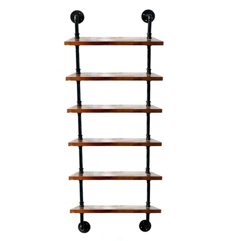Industrial Style Bookshelf Wall Mounted Solid Wood Bookcase for Home Office 19.7"L x 7.9"W x 77.2"H Clearhalo 'Bookcases' 'furn' 'furn_bookcases' 'Furniture' 'furniture_bookcases' 'kitchen' 'kitchen_bookcases' 'Living Room Furniture' 'Office Furniture' 4826440