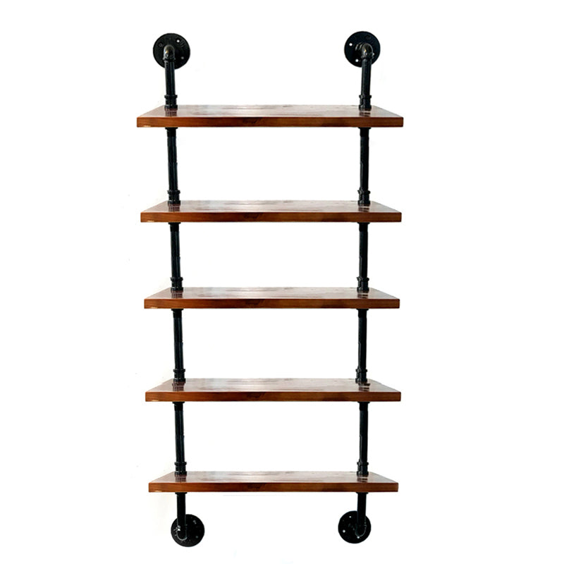 Industrial Style Bookshelf Wall Mounted Solid Wood Bookcase for Home Office 19.7"L x 7.9"W x 64.6"H Clearhalo 'Bookcases' 'furn' 'furn_bookcases' 'Furniture' 'furniture_bookcases' 'kitchen' 'kitchen_bookcases' 'Living Room Furniture' 'Office Furniture' 4826442