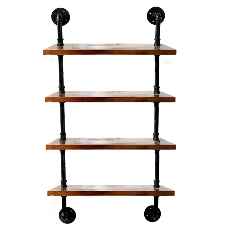 Industrial Style Bookshelf Wall Mounted Solid Wood Bookcase for Home Office 19.7"L x 7.9"W x 53.1"H Clearhalo 'Bookcases' 'furn' 'furn_bookcases' 'Furniture' 'furniture_bookcases' 'kitchen' 'kitchen_bookcases' 'Living Room Furniture' 'Office Furniture' 4826444