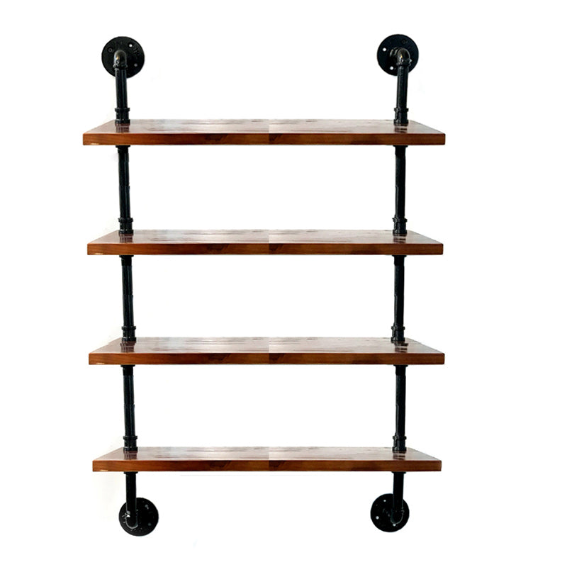 Industrial Style Bookshelf Wall Mounted Solid Wood Bookcase for Home Office 31.5"L x 7.9"W x 53.1"H Clearhalo 'Bookcases' 'furn' 'furn_bookcases' 'Furniture' 'furniture_bookcases' 'kitchen' 'kitchen_bookcases' 'Living Room Furniture' 'Office Furniture' 4826447