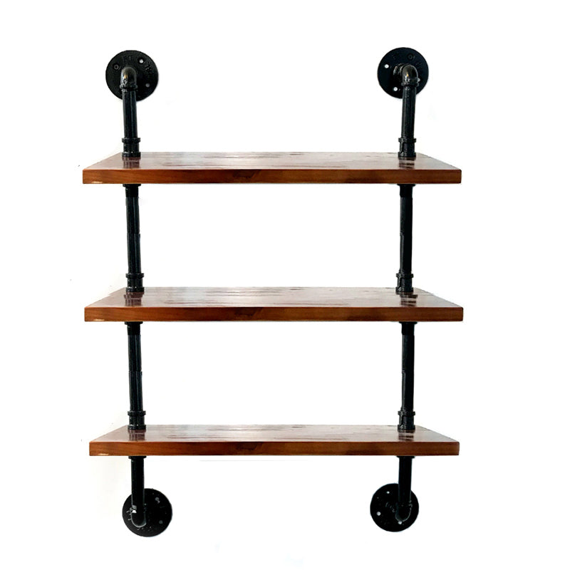Industrial Style Bookshelf Wall Mounted Solid Wood Bookcase for Home Office 19.7"L x 7.9"W x 41.7"H Clearhalo 'Bookcases' 'furn' 'furn_bookcases' 'Furniture' 'furniture_bookcases' 'kitchen' 'kitchen_bookcases' 'Living Room Furniture' 'Office Furniture' 4826448