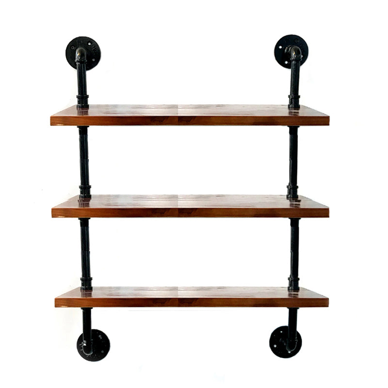 Industrial Style Bookshelf Wall Mounted Solid Wood Bookcase for Home Office 31.5"L x 7.9"W x 41.7"H Clearhalo 'Bookcases' 'furn' 'furn_bookcases' 'Furniture' 'furniture_bookcases' 'kitchen' 'kitchen_bookcases' 'Living Room Furniture' 'Office Furniture' 4826453