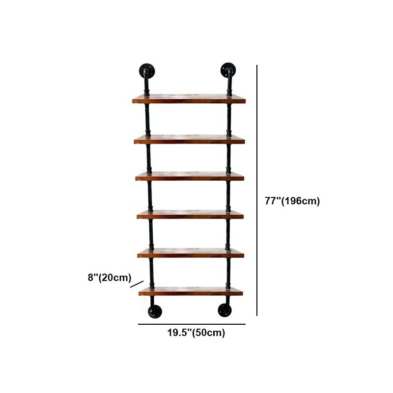 Industrial Style Bookshelf Wall Mounted Solid Wood Bookcase for Home Office Clearhalo 'Bookcases' 'furn' 'furn_bookcases' 'Furniture' 'furniture_bookcases' 'kitchen' 'kitchen_bookcases' 'Living Room Furniture' 'Office Furniture' 4826459