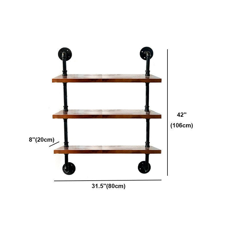 Industrial Style Bookshelf Wall Mounted Solid Wood Bookcase for Home Office Clearhalo 'Bookcases' 'furn' 'furn_bookcases' 'Furniture' 'furniture_bookcases' 'kitchen' 'kitchen_bookcases' 'Living Room Furniture' 'Office Furniture' 4826462