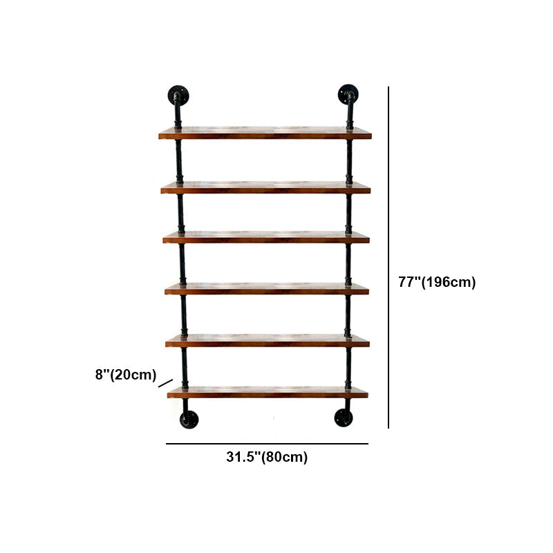 Industrial Style Bookshelf Wall Mounted Solid Wood Bookcase for Home Office Clearhalo 'Bookcases' 'furn' 'furn_bookcases' 'Furniture' 'furniture_bookcases' 'kitchen' 'kitchen_bookcases' 'Living Room Furniture' 'Office Furniture' 4826465