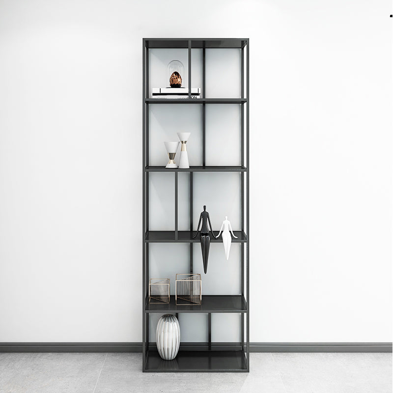 Metal Industrial Etagere Bookshelf Iron Open Vertical Bookshelf for Office 19.7"L x 9.8"W x 70.9"H Black Clearhalo 'Bookcases' 'furn' 'furn_bookcases' 'Furniture' 'furniture_bookcases' 'kitchen' 'kitchen_bookcases' 'Living Room Furniture' 'Office Furniture' 4826467