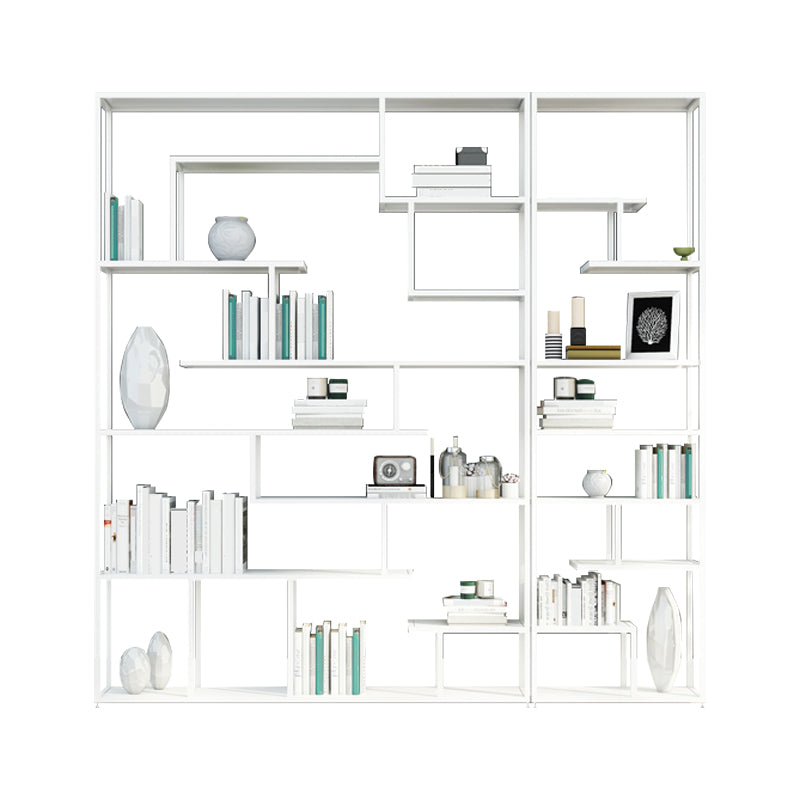 Industrial Metal Etagere Bookshelf Open Iron Bookshelf for Home Office 82.7"L x 9.8"W x 78.7"H White Clearhalo 'Bookcases' 'furn' 'furn_bookcases' 'Furniture' 'furniture_bookcases' 'kitchen' 'kitchen_bookcases' 'Living Room Furniture' 'Office Furniture' 4826489