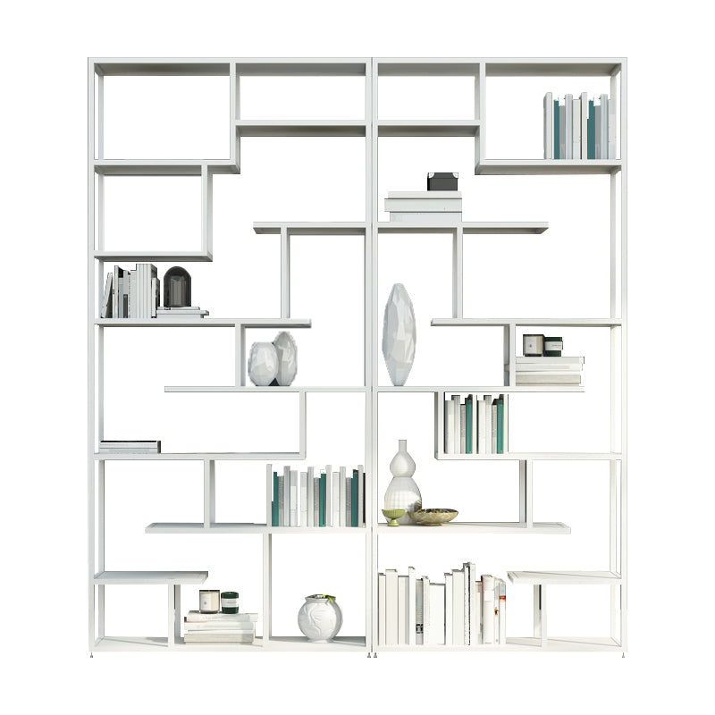 Industrial Metal Etagere Bookshelf Open Iron Bookshelf for Home Office 74.8"L x 9.8"W x 78.7"H White Clearhalo 'Bookcases' 'furn' 'furn_bookcases' 'Furniture' 'furniture_bookcases' 'kitchen' 'kitchen_bookcases' 'Living Room Furniture' 'Office Furniture' 4826491