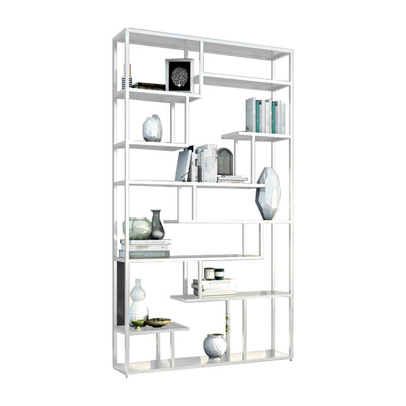 Industrial Metal Etagere Bookshelf Open Iron Bookshelf for Home Office 47.2"L x 9.8"W x 78.7"H White Clearhalo 'Bookcases' 'furn' 'furn_bookcases' 'Furniture' 'furniture_bookcases' 'kitchen' 'kitchen_bookcases' 'Living Room Furniture' 'Office Furniture' 4826495