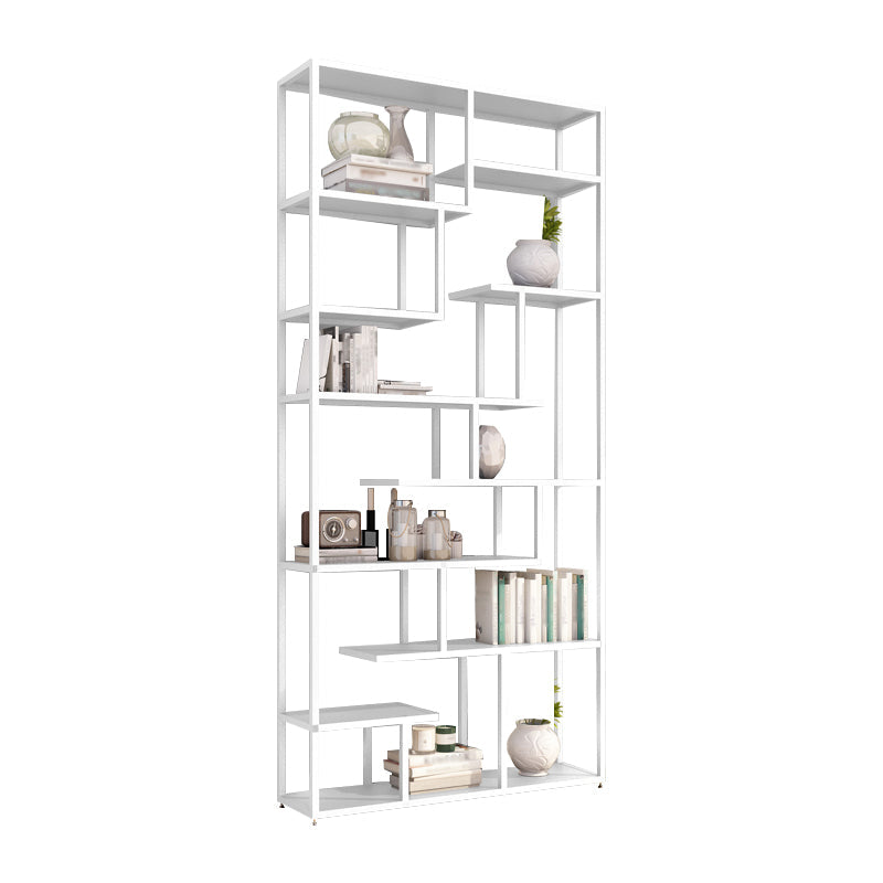 Industrial Metal Etagere Bookshelf Open Iron Bookshelf for Home Office 39.4"L x 9.8"W x 78.7"H White Clearhalo 'Bookcases' 'furn' 'furn_bookcases' 'Furniture' 'furniture_bookcases' 'kitchen' 'kitchen_bookcases' 'Living Room Furniture' 'Office Furniture' 4826497