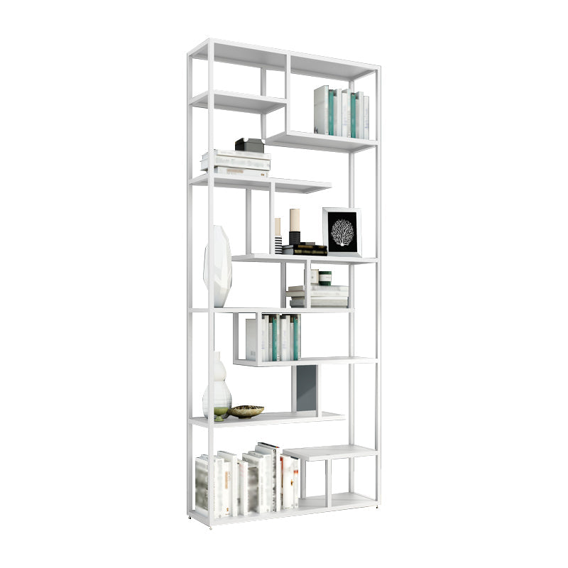 Industrial Metal Etagere Bookshelf Open Iron Bookshelf for Home Office 35.4"L x 9.8"W x 78.7"H White Clearhalo 'Bookcases' 'furn' 'furn_bookcases' 'Furniture' 'furniture_bookcases' 'kitchen' 'kitchen_bookcases' 'Living Room Furniture' 'Office Furniture' 4826499