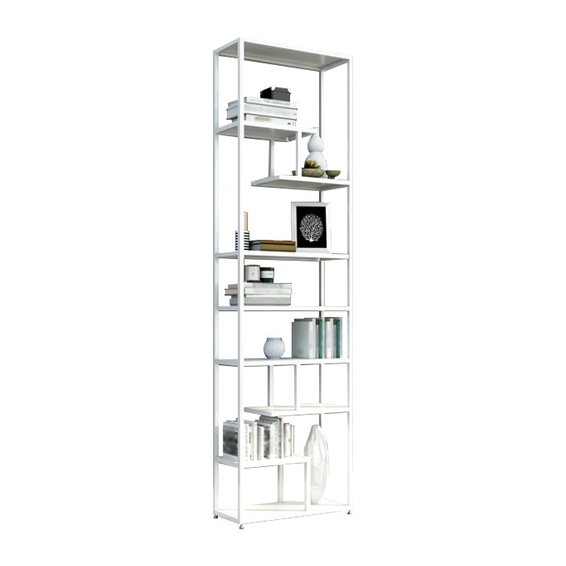 Industrial Metal Etagere Bookshelf Open Iron Bookshelf for Home Office 23.6"L x 9.8"W x 78.7"H White Clearhalo 'Bookcases' 'furn' 'furn_bookcases' 'Furniture' 'furniture_bookcases' 'kitchen' 'kitchen_bookcases' 'Living Room Furniture' 'Office Furniture' 4826501